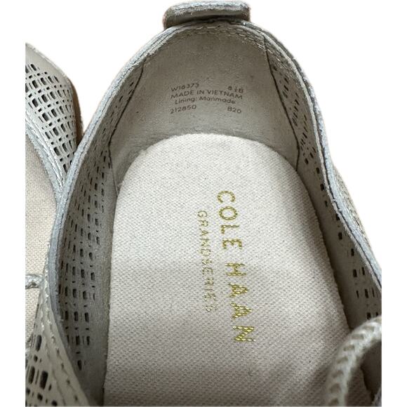 Cole Haan Grandseries White Perforated Leather Lace-Up Oxfords Sz 8.5 - Picture 5 of 6
